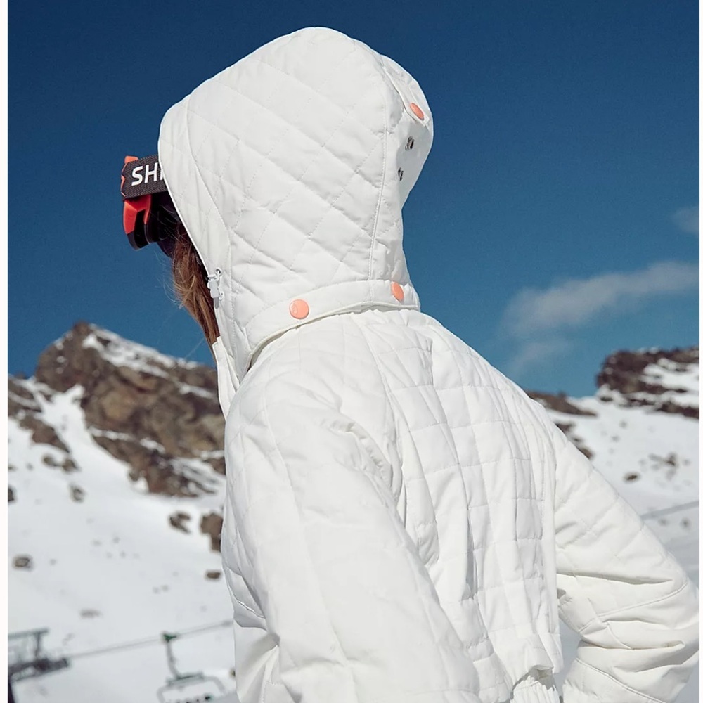 NEW FP Movement All Prepped Ski Suit Snowsuit Snow Bib White Pink Size L $698 - Picture 10 of 13